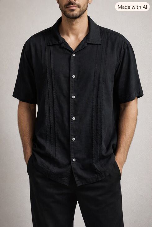 Haggar Other - Haggar Camp Shirt Mens XL Linen Blend Black Casual Comfort Coastal Resort